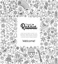 Russian Moscow Russia thin line icons background border frame pattern