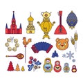 Russian Moscow set of icons thin line symbols. Vector illustration