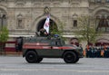 Russian multipurpose armored car `Tiger` military police at a rehearsal parade in honor of Victory day