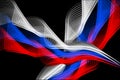 Russian national flag of neon glowing intersecting lines