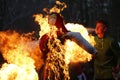 Russian national holiday Maslenitsa.Burn the Scarecrow