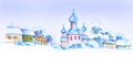 hand draw illustration, Russian national holiday Maslenitsa, winter, games, fun, walking, pencil illustration Royalty Free Stock Photo