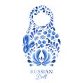Russian nesting doll matrioshka gzhel style. Royalty Free Stock Photo