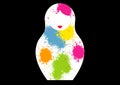 Russian nesting doll matrioshka, icon colorful symbol of Russia. Splatter colored style. vector isolated on black background Royalty Free Stock Photo