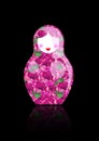 Russian nesting doll matrioshka, icon multi pink symbol of Russia with floral decoration,