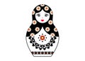 Russian nesting doll matrioshka, icon symbol of Russia with traditional ornament, vector isolated