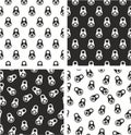 Russian Nesting Doll or Matryoshka Doll Aligned & Random Seamless Pattern Set Royalty Free Stock Photo