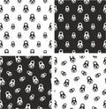 Russian Nesting Doll or Matryoshka Doll Big & Small Aligned & Random Seamless Pattern Set Royalty Free Stock Photo