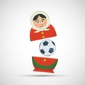 Russian nesting doll matryoshka with a soccer ball.