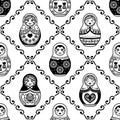 Russian nesting doll vector seamless pattern, repetitive design inpisred by Matryoshka dolls from Russia Royalty Free Stock Photo