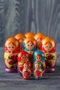 Russian nesting dolls babushkas or matryoshkas Royalty Free Stock Photo