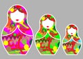 Russian nesting dolls matrioshka, set icon multi colored symbol of Russia with colors decoration , isolated Royalty Free Stock Photo