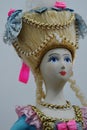 Russian noble woman doll with generously decorated hairdo Royalty Free Stock Photo