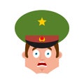 Russian Officer scared OMG emoji. Soldier Oh my God emotion avat