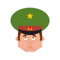 Russian Officer Sick Nausea emoji. Soldier face Nauseating emoti Royalty Free Stock Photo