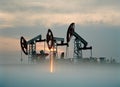 Russian oil production. Rigs on the oilfield Royalty Free Stock Photo