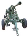 Russian old green anti-aircraft gun isolated over white