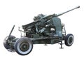 Russian old green anti-aircraft gun isolated over white Royalty Free Stock Photo