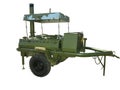 Russian old green mobile outdoor kitchen for the troops in the field conditions isolated over white