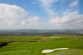 Russian open space. field, forest, sky, road. golf course top view Royalty Free Stock Photo