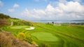 Russian open space. field, forest, sky, road. golf course top view Royalty Free Stock Photo