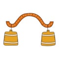 Russian yoke with wooden buckets. Vector doodle