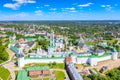 Russian Orthodox architecture. Aerial drone view of the Trinity Lavra of St Sergius in Sergiev Posad, Moscow region, Russia. Sunny Royalty Free Stock Photo