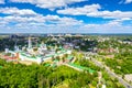 Russian Orthodox architecture. Aerial drone view of the Trinity Lavra of St Sergius in Sergiev Posad, Moscow region, Russia. Sunny Royalty Free Stock Photo