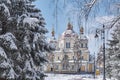 Russian Orthodox Ascension wood Cathedral in Panfilov Park in Almaty, Kazakhstan Royalty Free Stock Photo