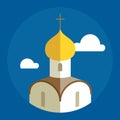 Russian Orthodox Cathedral Church flat illustration