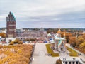Russian Orthodox Church in Darmstadt, Germany. Aerial view from drone
