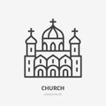 Russian orthodox church flat line icon. Vector thin sign of chapel exterior, christian logo. Religion building outline Royalty Free Stock Photo