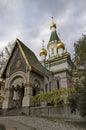 The Russian Orthodox church   Saint Nicholas the Miracle-Maker or Wonderworker in central Sofia, Bulgaria Royalty Free Stock Photo