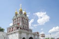 Russian Orthodox monastery church in sunny weather blue sky