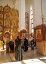 Russian orthodox priest praying in Spaso-Uspensky monastery, Ore