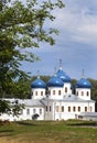 Russian orthodox Yuriev Monastery, Church of Exaltation of the Cross, Great Novgorod, Russia Royalty Free Stock Photo