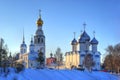 Russian ortodox church winter landscape Royalty Free Stock Photo