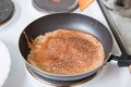 Russian pancake on pan Royalty Free Stock Photo