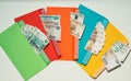 Russian money notes are in five different envelopes