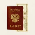 Russian passport and cash on whine