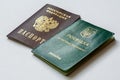 Russian passport and residence permit of Ukraine