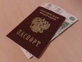Russian Passport and Russian Money Royalty Free Stock Photo