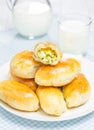 Russian pastries (pirogi) filled with eggs and green onion