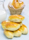 Russian pastries (pirogi) and milk Royalty Free Stock Photo
