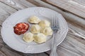 Russian pelmeni meat dumplings Royalty Free Stock Photo