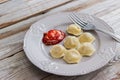 Russian pelmeni meat dumplings Royalty Free Stock Photo