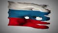 Russian perforated, burned, grunge waving flag loop alpha