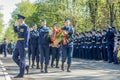 Russian pilots officers at a military parade in solemn form Royalty Free Stock Photo