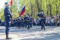 Russian pilots officers at a military parade in solemn form Royalty Free Stock Photo