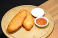 Russian Piroshki or Pirozhki with potatoes. Royalty Free Stock Photo